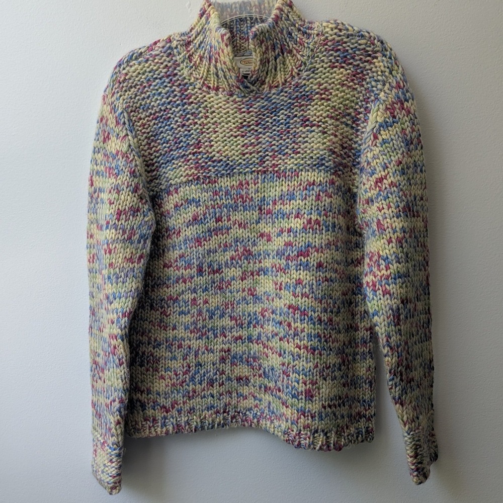 Vtg Talbots Sweater Multicolor Confetti Chunky Knit Wool Blend Sz M Grandmacore